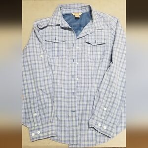 Duluth Trading Co Blue Plaid Women's Button Down Shirt